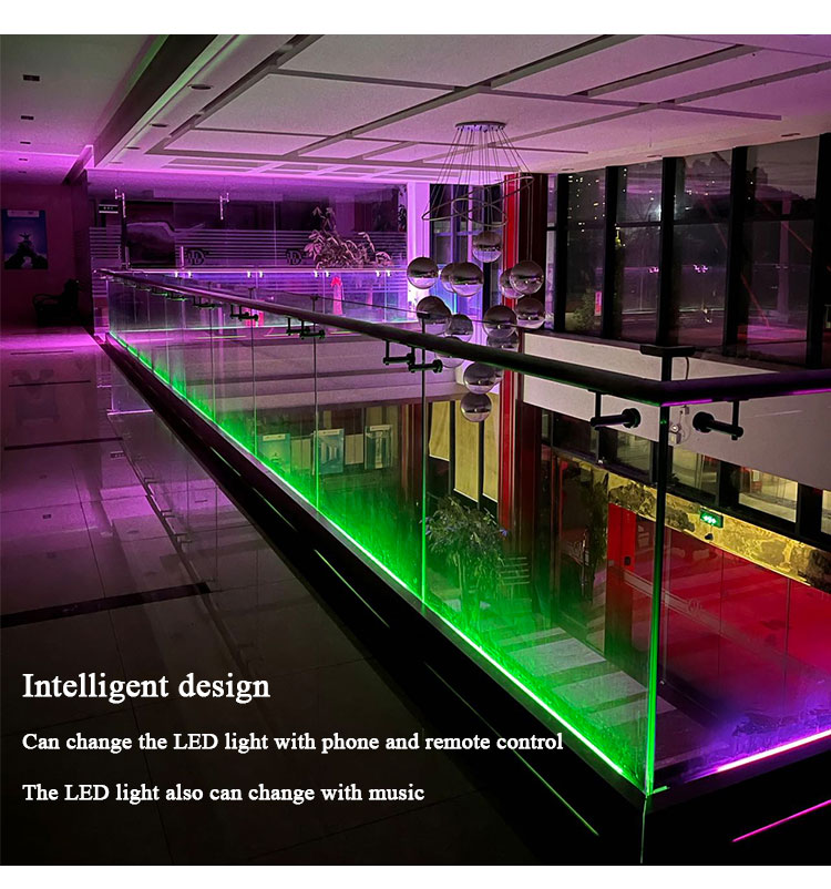 HDSAFE LED Glass Balustrade Handrails Balcony Aluminum U Channel Railing LED Railing Design