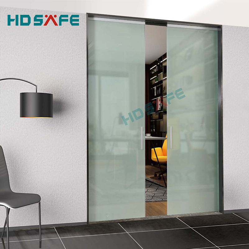 HDSAFE Interior Pocket Doors With Glass Pocket Doors Factory Hardware 8-12mm Frameless Frosted Glass Pocket Sliding Glass Doors Price