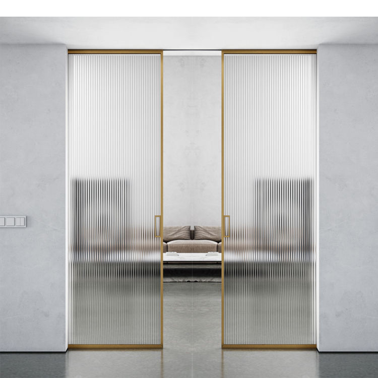 HDSAFE Interior Pocket Doors With Glass Pocket Doors Factory Hardware 8-12mm Frameless Frosted Glass Pocket Sliding Glass Doors Price