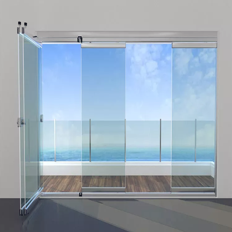 3D Videos of 8-12mm Frameless Glass Sliding Folding Partition Door for Balcony