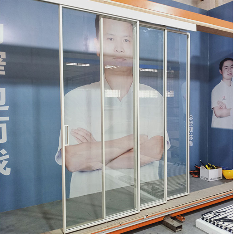 HDSAFE Trackless Sliding Door Glass Door White Frame Hidden Sliding Door Design Sliding Tempered Glass Door Factory