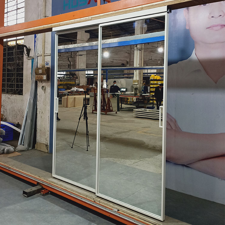 HDSAFE Trackless Sliding Door Glass Door White Frame Hidden Sliding Door Design Sliding Tempered Glass Door Factory