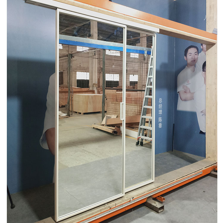 HDSAFE Trackless Sliding Door Glass Door White Frame Hidden Sliding Door Design Sliding Tempered Glass Door Factory