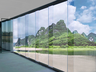 What about the glass partition folding door and what are its materials?