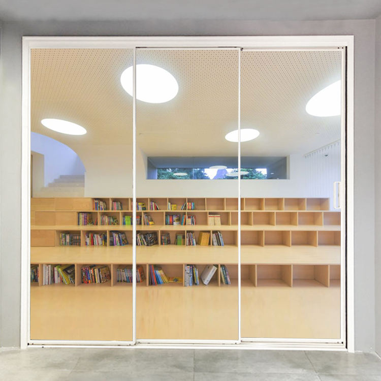 HDSAFE Frameless Glass Sliding Doors Pocket Doors With Glass White Frame Glass Sliding Door Factory