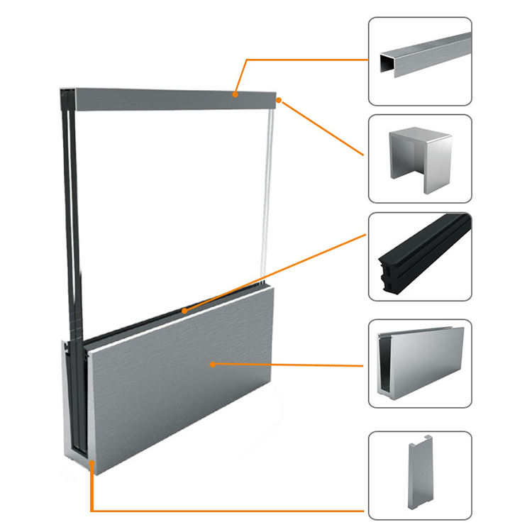 Aluminum Glass Railing U Channel  Glass Balcony Railings Handrail Balcony Balustrade Stair Railing Hardware