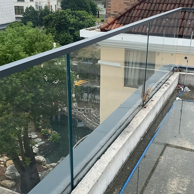 HDSAFE Black Frameless Glass Railing Balcony Aluminum Stair Railing Design U Channel Railing Balustrade Handrail