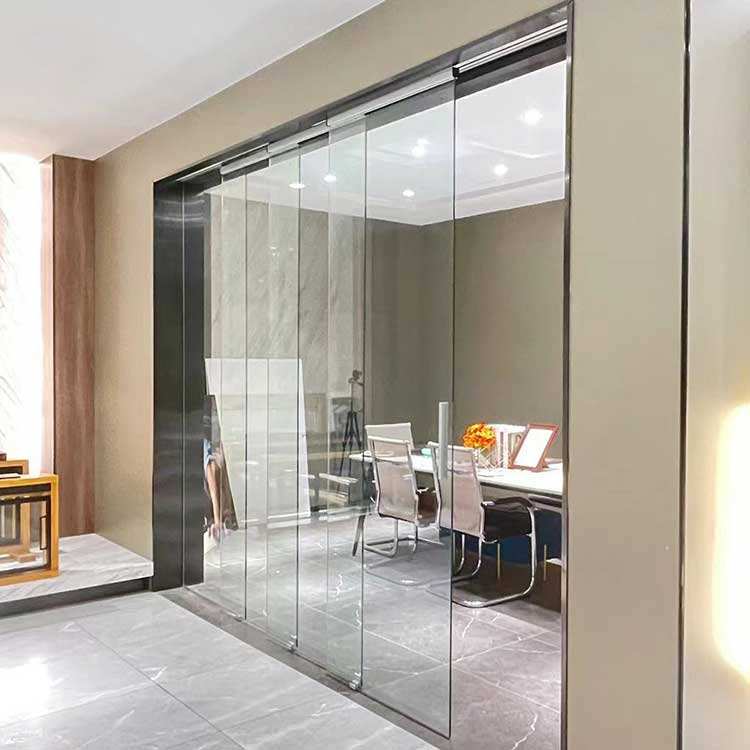 New Product Interior Clear 10-12mm Tempered Frameless Glass Sliding Doors For Office Glass Wall Partition Doors