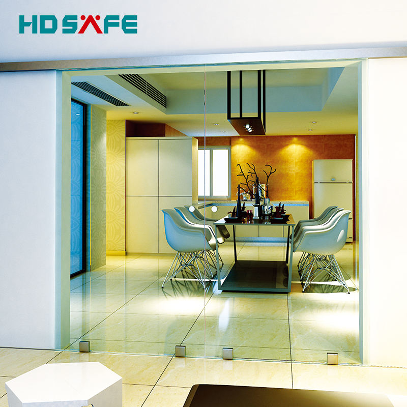 HDSAFE 8 12mm Frameless Office Partition Glass Sliding Doors Soft 