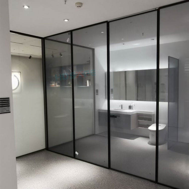 Aluminum Bathroom Office Glass Partition Wall Frosted Glass Sliding Doors Interior Swing Door