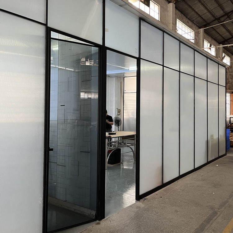 Aluminum Bathroom Office Glass Partition Wall Frosted Glass Sliding Doors Interior Swing Door