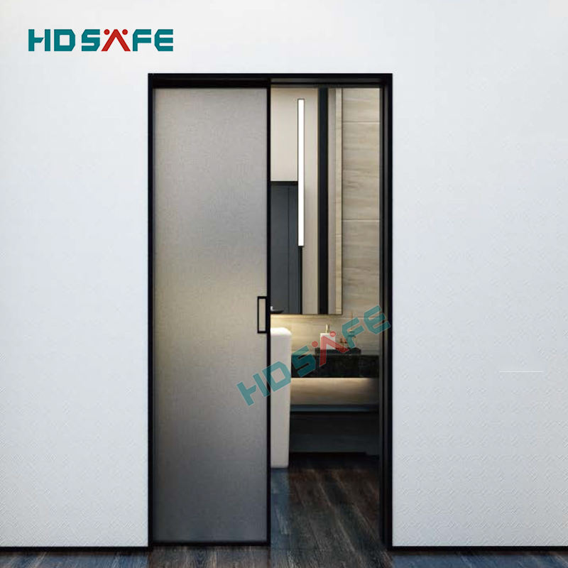 Frame Sliding Glass Pocket Door Sliding Door Hidden Sliding Pocket Door Hardware System Black Aluminium