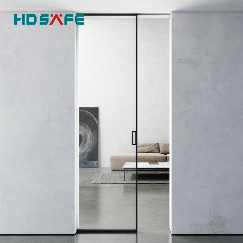 Frame Sliding Glass Pocket Door Sliding Door Hidden Sliding Pocket Door Hardware System Black Aluminium