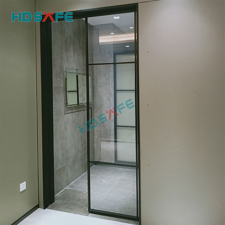 Frame Sliding Glass Pocket Door Sliding Door Hidden Sliding Pocket Door Hardware System Black Aluminium