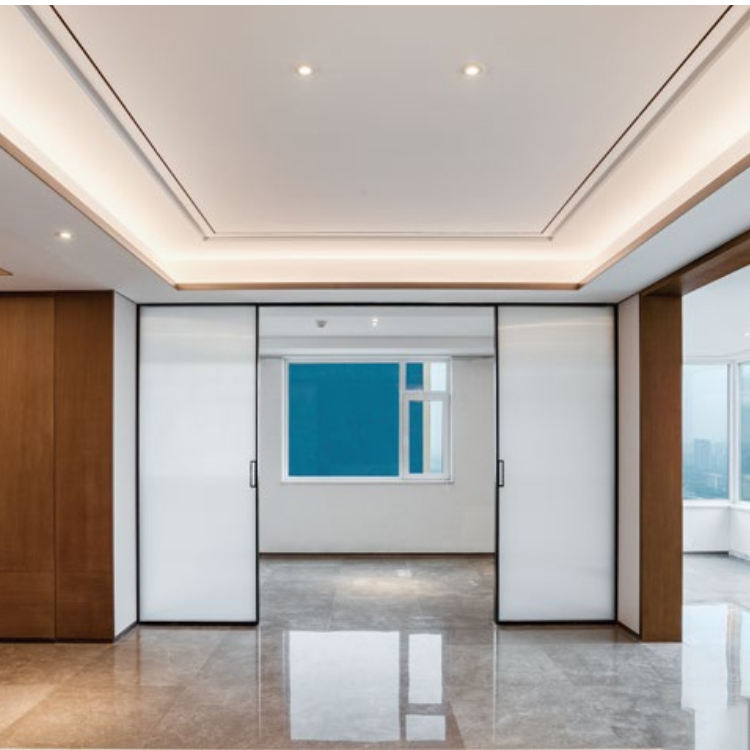 Frosted Tempered Glass Sliding Door Soft Closing Narrow Frame Sliding Glass Door Interior Door