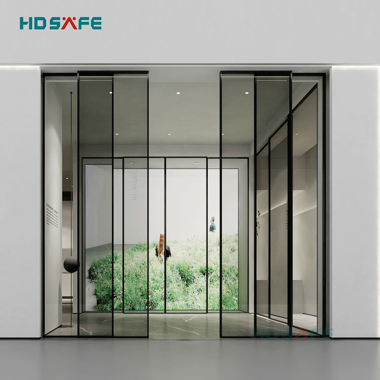 Frosted Tempered Glass Sliding Door Soft Closing Narrow Frame Sliding Glass Door Interior Door