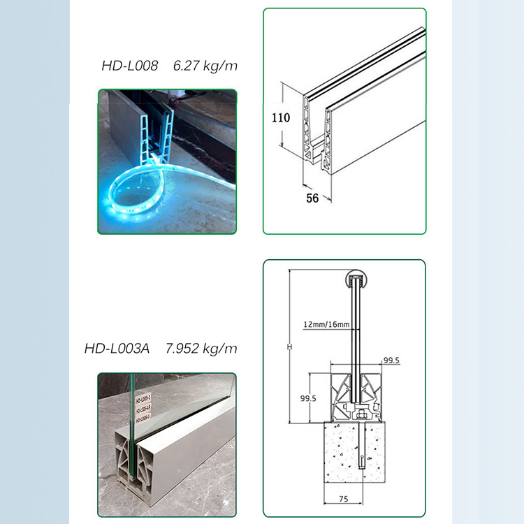 Railing Balcony Glass Handrail With Led Light