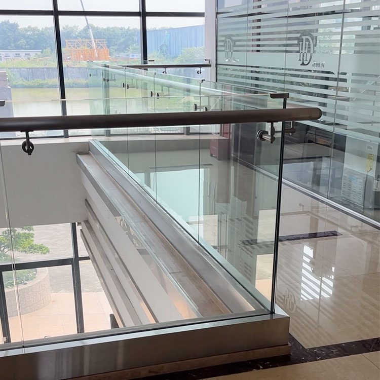 Aluminum Railing Balconies Frameless Glass Patio Fence Clamp Balustrade Handrail Exterior Glass Railing