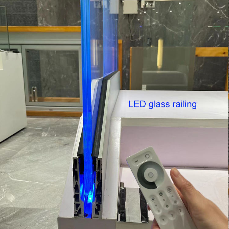 HDSAFE Patio Stair LED Light U Channel Glass Railing Glass Handrail Aluminum Railing Accessories