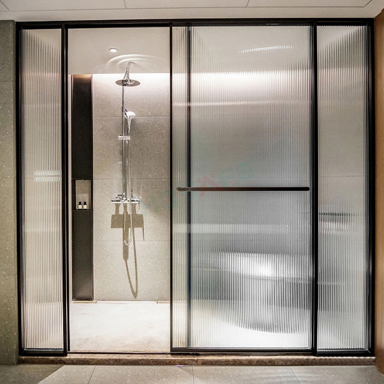 HDSAFE Glass Door Fluted Glass Sliding Door Black Sliding Glass Doors Factory