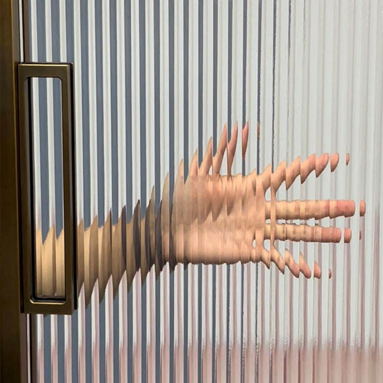 HDSAFE Fluted Glass Sliding Door Interior Hotel Sliding Glass Shower Bathroom Door Aluminum Frame Glass Doors