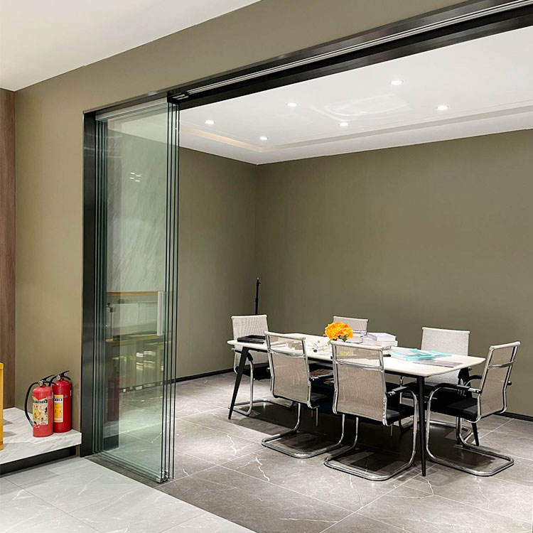 HDSAFE 8-12mm Frameless Glass Door Office Kitchen Interior Door Partition Wall 4 Panel Sliding Door