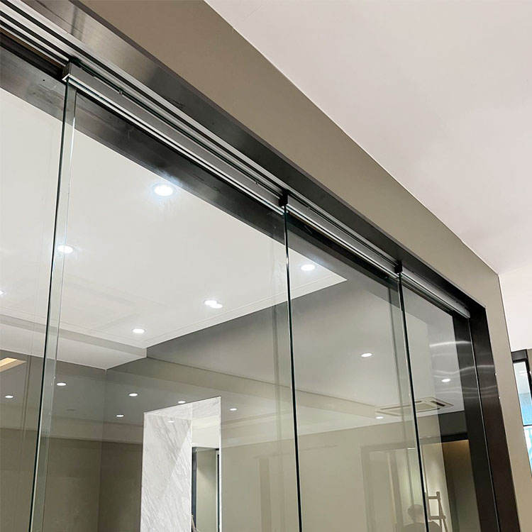 HDSAFE Frameless Glass Door Hardware Kitchen Office Meeting Interior Door 3 Panel Glass Sliding Door