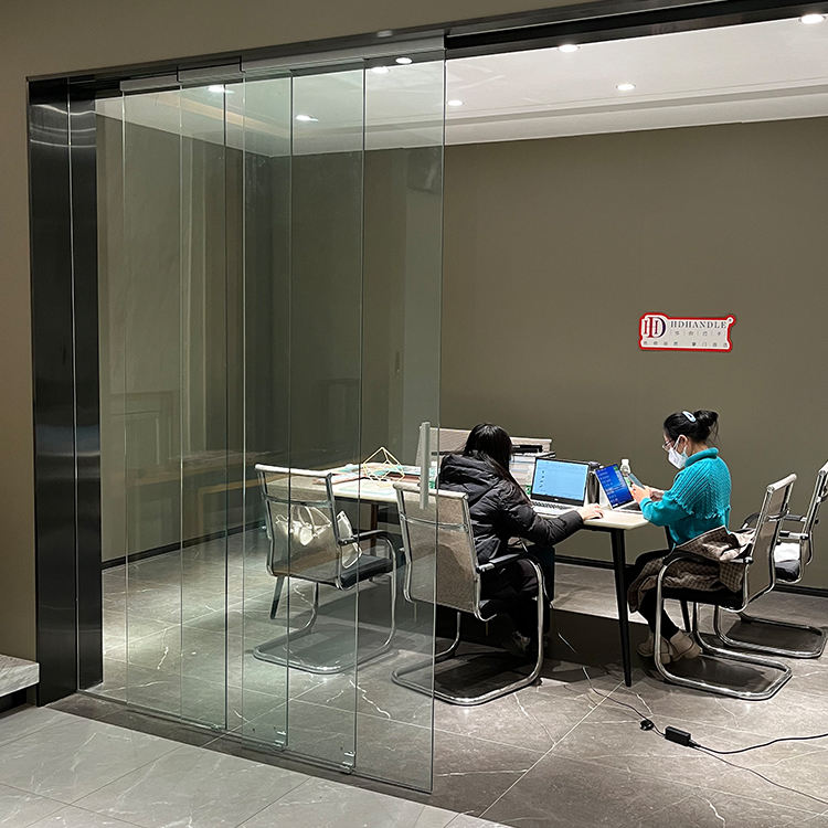 HDSAFE 8-12mm Frameless Glass Door Office Kitchen Interior Door Partition Wall 4 Panel Sliding Door
