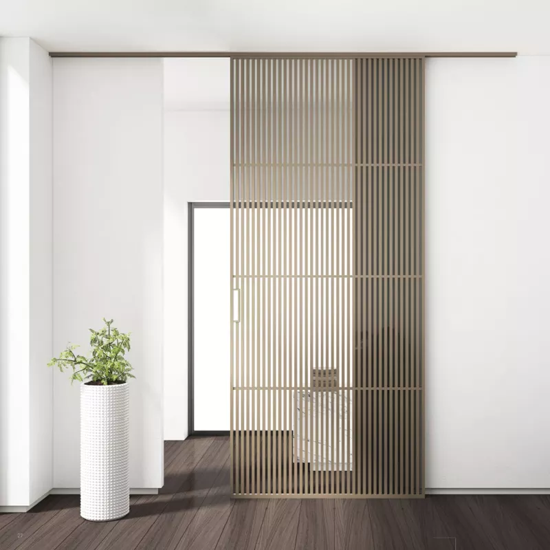 HDSAFE Modern Interior Glass Sliding French Door Matte Black  Aluminum Sliding Door Home Glass Door