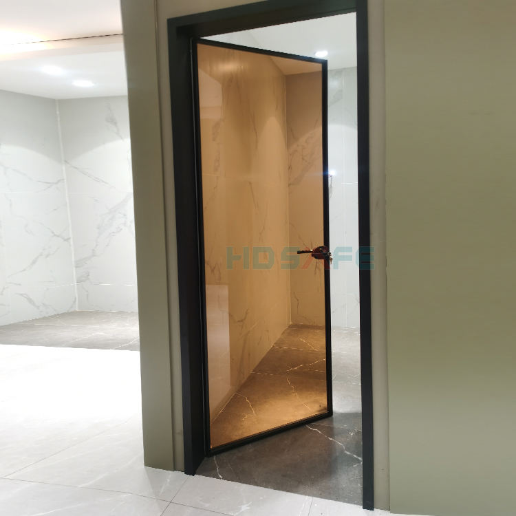 HDSAFE Double Black Doors Panel  Exterior Glass Door Hidden Hinge Interior Swing Casement Door