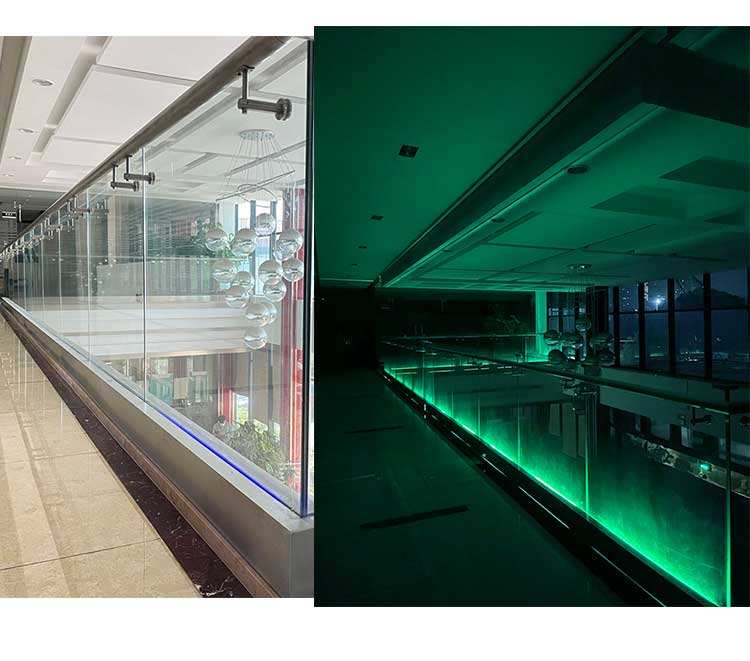 HDSAFE LED Railing Stair Balcony Aluminum U Channel with LED Light Villa Hotel Balustrade