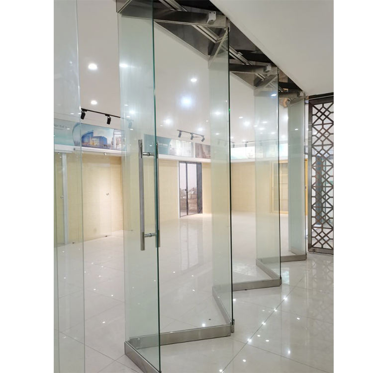 HDSAFE Frameless Glass Folding Door Interior Folding Patio Doors Hardware Accordion Frameless Glass Doors Exterior