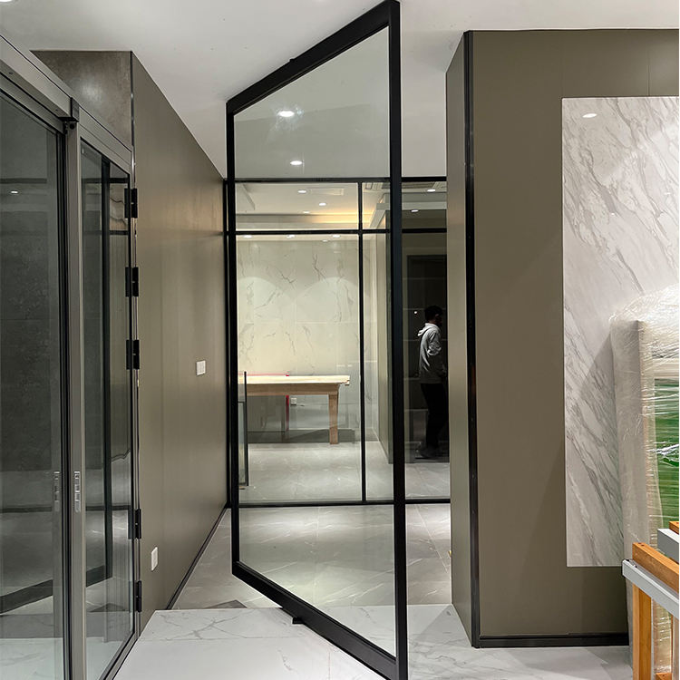 HDSAFE Swing Glass Door Aluminum Slim Frame Glass Door Exterior Interior Modern Glass Pivot Doors