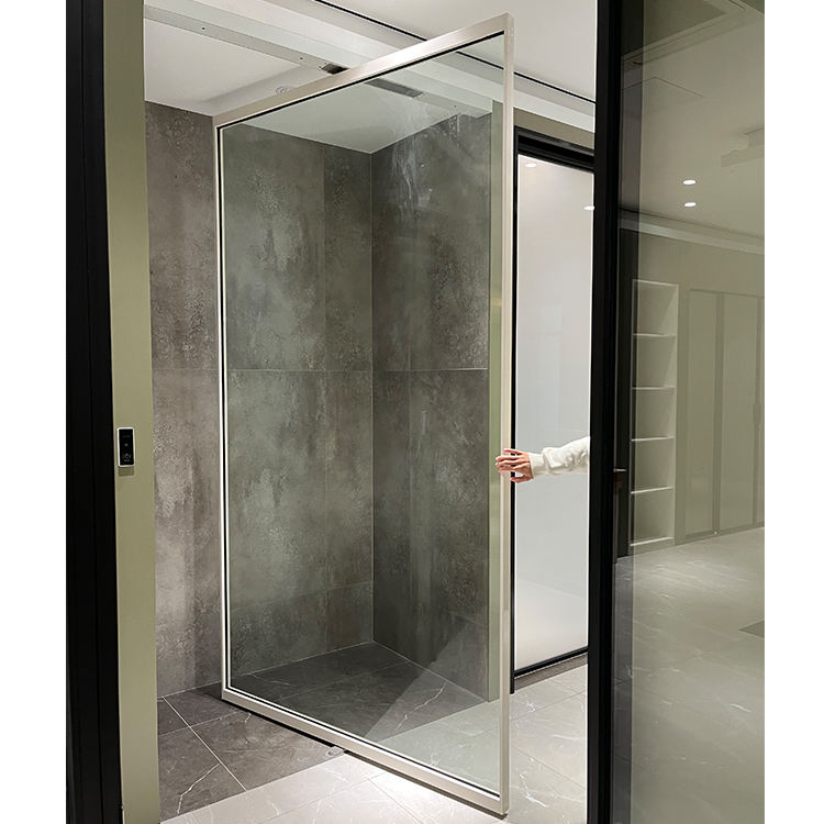 HDSAFE Swing Glass Door Aluminum Slim Frame Glass Door Exterior Interior Modern Glass Pivot Doors