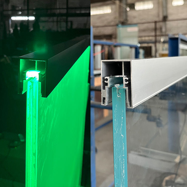 HDSAFE Glass Railing Factory Exterior LED Light Aluminum Glass Balustrade U Channel