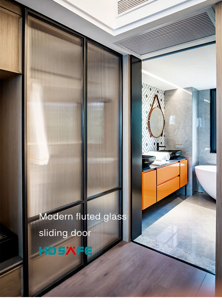  Fluted Glass Sliding Door