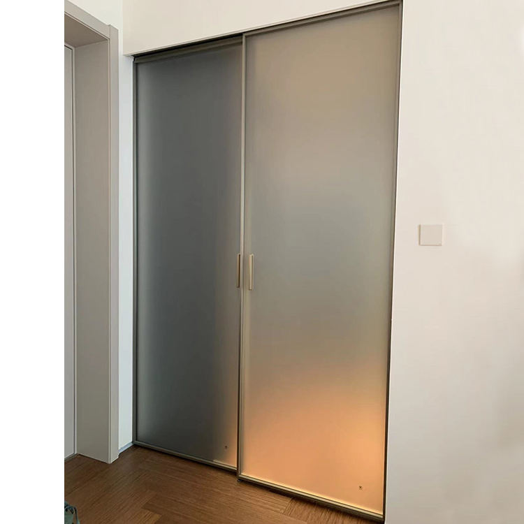 HDSAFE Fluted Glass Doors Supplier Interior Sliding Door Aluminum Frame Modern Hidden Sliding Glass Door