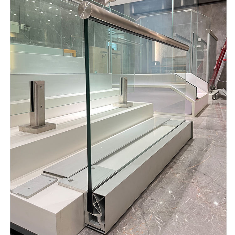 HDSAFE Aluminum Glass Balustrade U Channel Railing Balcony Glass Handrail With Led Light