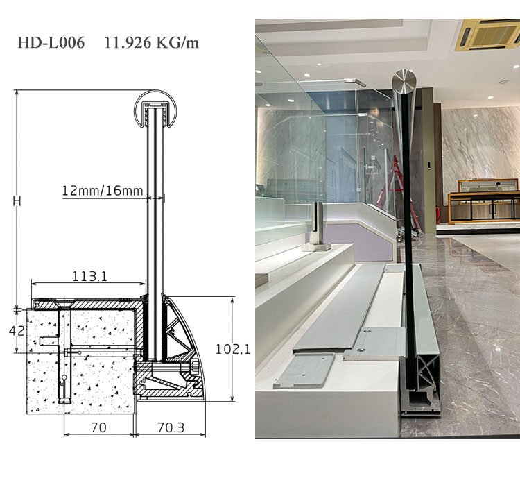 HDSAFE Balcony Railing U Channel Glass Railing Design Balustrade Glass Stair Railing