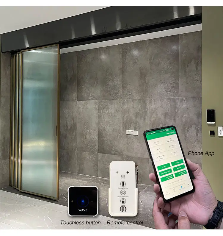 HDSAFE Phone App Automatic Sliding Door System Remote Control Smart Glass Automatic Door Interior