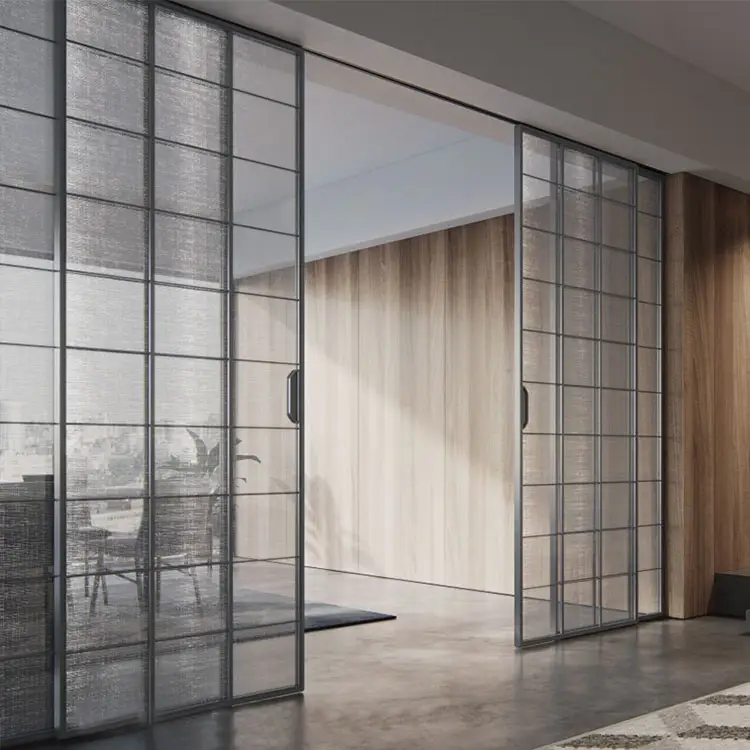 HDSAFE Hotel French Sliding Door Interior Frame Partition Wall Modern Office Doors