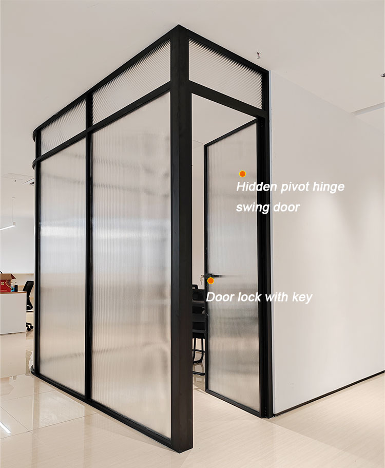  Fluted Glass Door Office Partition Wall Glass Doors