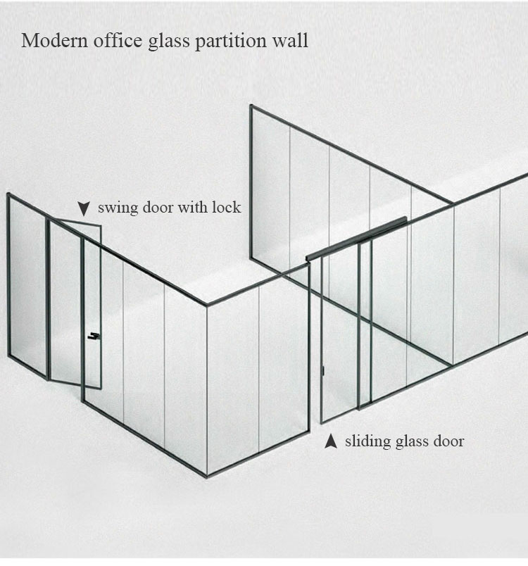  Fluted Glass Door Office Partition Wall Glass Doors