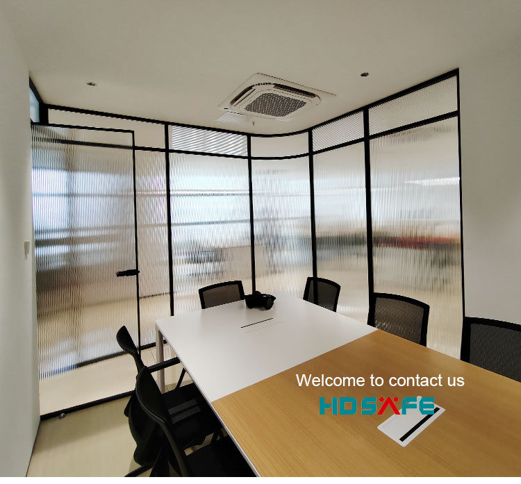 Fluted Glass Office Partition Wall