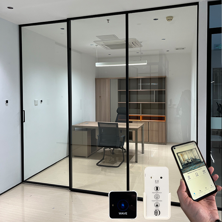 HDSAFE Smart Glass Sliding Automatic Door System Office Partition Wall Magnetic Levitation Glass Door