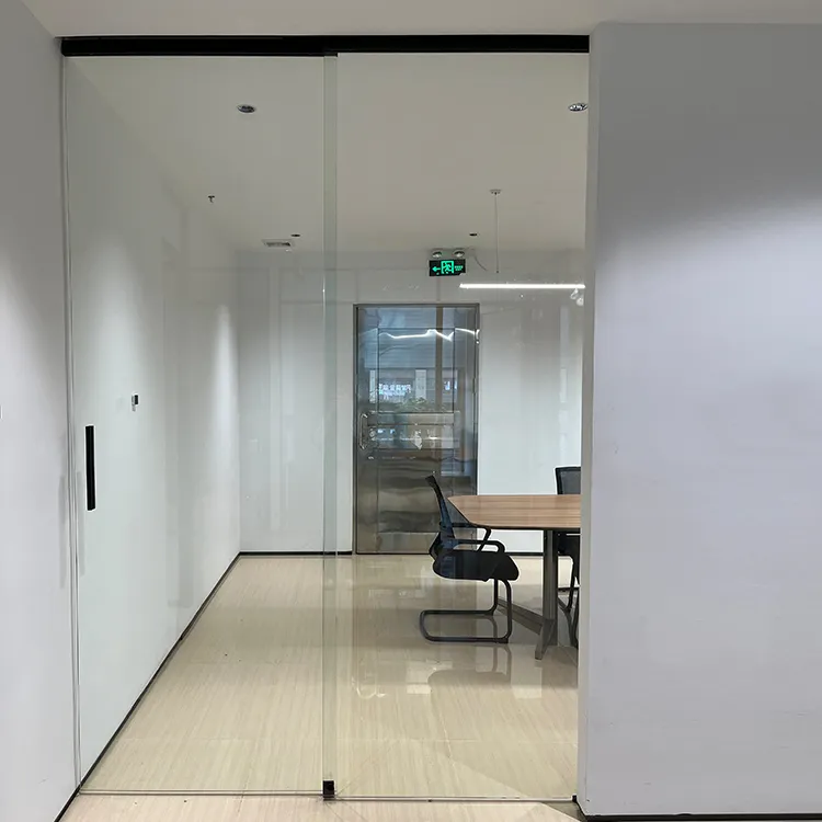 HDSAFE Aluminum 8-12mm Tempered Frameless Glass Door Office Patio Frameless Sliding Door Interior