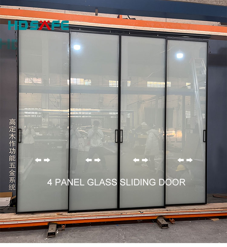 HDSAFE Interior Aluminum Sliding Glass Door Black White Frame 8mm Glass Sliding Door Manufacturer