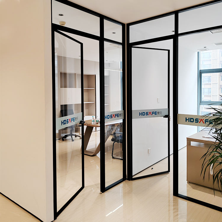 HDSAFE Glass Office Partition Door Fluted Glass Room Office Divider Partition Wall Door Manufacturer