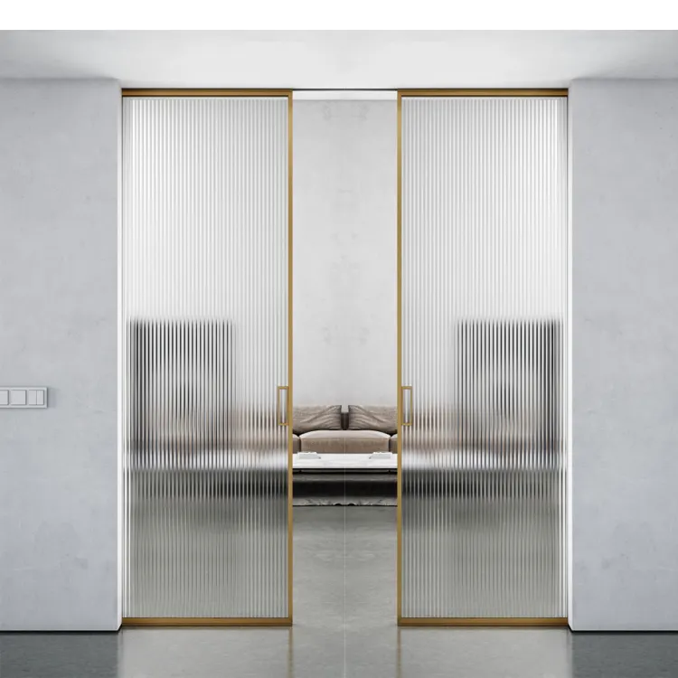 HDSAFE Aluminum Pocket Sliding Door Soft Closing Interior Pocket Door Slide System Tempered Glass Door