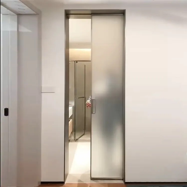 HDSAFE Aluminum Pocket Sliding Door Soft Closing Interior Pocket Door Slide System Tempered Glass Door